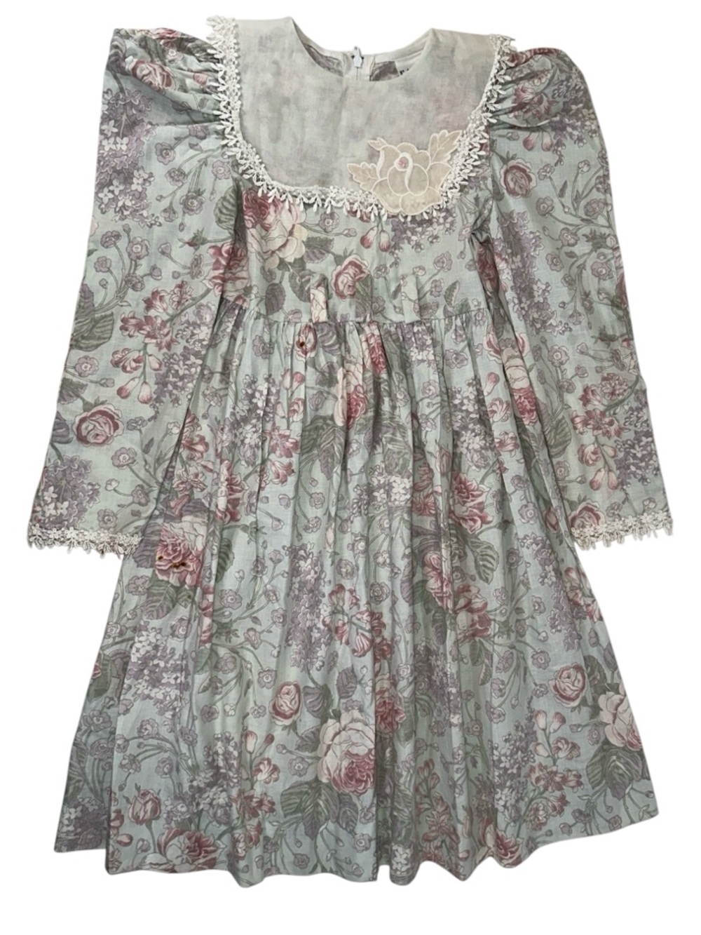 Vintage Ruth of Carolina Girls Size 5 Floral Prairie Cottagecore Lace Dress